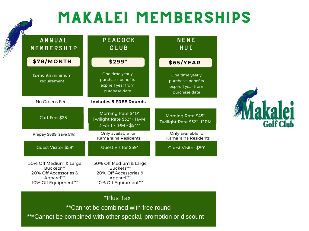 Makalei Membership Options